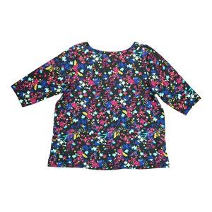 Jessica London Tropical Floral Knit Top‎ Shirt Size 18/20 3/4 Sleeve Stretch
